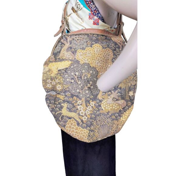 Vintage Daffodil Fantasy Nature Forest Tapestry Jacquard Hobo Shoulder Bag Purse - Picture 6 of 9